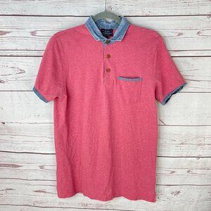 Topman Men's Red Collared Short Sleeve Casual Polo Shirt Size Large